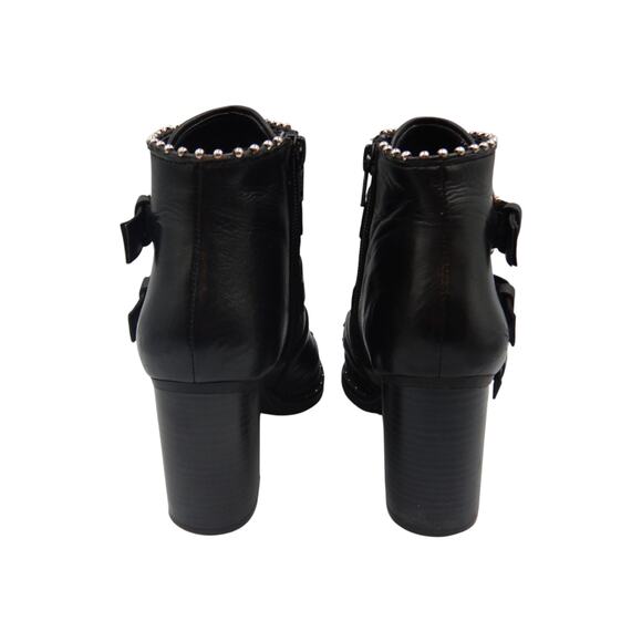Steve Madden Humble Leather Studded Buckled Block Heeled Ankle Boots Black Sz 7 - Picture 4 of 9